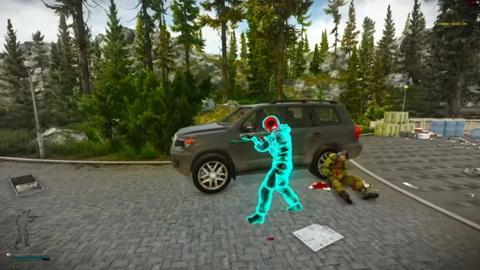 Escape from Tarkov visible check ESP on a PMC next to a vehicle